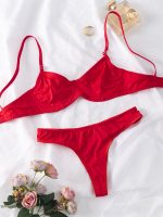 Solid Color 2 Pieces Lingerie Honeymoon Sexy Bra and Panties Underwear Romantic Bra Set for Women - 图片 6