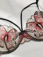 Honeymoon Sexy Embroidered Butterfly Purple Mesh Lingerie Set Transparent Lingerie Set for Women - 图片 6