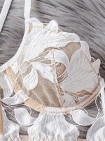 French Style Sexy UltraThin Women Floral Lingerie Set V Shape Bra Underwire Push up Bra and Panty Set - 图片 6