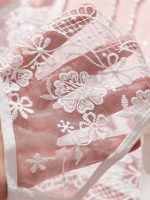 Women's Sexy Lace Eyelash Lingerie Set Beautiful Thin Solid Pattern Body-Shaping Vest-Bra Panty Logo on Waist - 图片 6