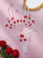 Wholesale Young Lady Fancy Push up Embroidered See Through Bra Top Sexy Bandage Erotica Bra Panty Set - 图片 6