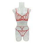 Women's Sexy Convertible Logo Pattern Black Lace Bikini Set Three Piece Including Bra Thongs Eyelash Erotic Lingerie for Summer - 图片 6