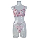 Women's Sexy Convertible Lace Bikini Set Three-Piece Erotic Lingerie with Logo Pattern Bra and Thongs for Summer - 图片 6