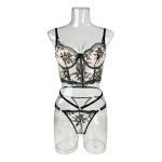 High Quality Cheap New Lace Sexy Bra Set Lingerie Erotic Underwear Embroidery Heavy Craft Floral Garter Belt Nighty Lingerie Set - 图片 6