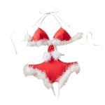 New Romantic Women Solid Bra & Brief Set Lace Halter Cross Christmas Theme Women's Underwear Sexy Thin Bra and Lingerie Sets - 图片 6