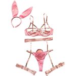 Women's Cute Floral Satin Lace Lingerie Set Sexy Push-up Bralette and Panty Perspective See-Through Underwear Set - 图片 6