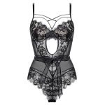 Wholesale Custom Women's Sexy One-Piece Jumpsuits Transparent Lace Hollowed-Out Jersey Fabric Lingerie - 图片 6