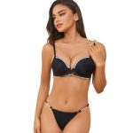 Women Sexy Cross-Binding With Hot Beads Lace Lingerie Set Floral Bra and Panty Sets Sexy Underwear Panty Bra - 图片 6