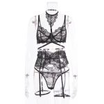 No Minimum Women Sexy Sling Lace Perspective Lingerie Set Floral Bra and Panty Sets Sexy Underwear Set Onesie Dress - 图片 6