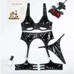 Affordable Sexy Satin Smooth Spaghetti Strap Lingerie Set Leather Bra Leather Panty Set - 图片 6