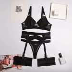 Stylish Sexy Womens Lingerie Set with Lace Mesh Cutout Accent Panty Size XL Thin Weave Bag Packaging - 图片 6