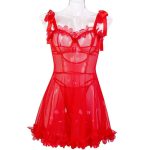 BestSelling Lingerie: Ruffled PetalEdge Mesh Lace Bra Adjustable Straps Sheer Lace Mesh Dress - 图片 6