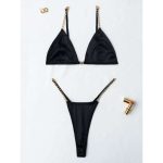 A Sexy and Popular New Color Thong with Metal Chain Three-point Two-piece Set for Erotic Underwear - 图片 6