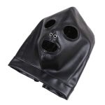 Black Leather Halloween Fetish Head Hood Bondage Masks,Full Face Breathable Restraint Head Hood for Adult Toy Store Online - 图片 6