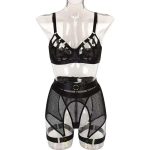 Sexy and Romantic Lingerie Set, Lace See-through Hollowed-out Steel Ring Romantic Lingerie Four-piece Set - 图片 6