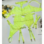 Sexy Lingerie Set: Sexy and Sweet Halter Tops, Lace, Eyelash Splicing, Romantic Lingerie, Halter Tops and Socks Three-piece Set - 图片 6