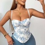 A Sexy Strapless Top with a Halter Top and a Chinese-style Printed Fishbone Sexy Corset for Women - 图片 6