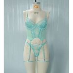 European and American Sexy and Romantic Underwear Set, Mesh Uniform, Embroidered See-through Seductive Thong Set - 图片 6