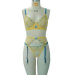 New European and American Fashion Halter See-through Embroidered Bras, Sexy Underwear and Thong Linked Halter Socks - 图片 6