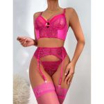 A New European and American Fashion Lace-trimmed, Hollowed-out, See-through, and Romantic Lingerie Four-piece Set - 图片 6