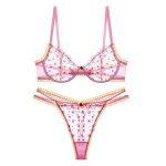 European and American Sexy Lingerie, Small Floral Embroidery Lace, Sponge-free Transparent French Bra Set - 图片 6