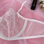 New Design Back Closure Sexi Brief Bra Set with Underwire Floral See Through Sexual Underwear - 图片 7