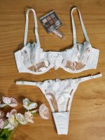 Wholesale Sexy Exotic Strappy Bralette Panty Set 2 Pieces Women Fashion White Lingerie Set - 图片 7