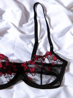 Hot Sell Women Sexy Embroidery Underwire Push up Bra Underwear Floral 2 Piece Lace Mesh Lingerie Sets Many Colors - 图片 7
