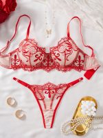 Hot Selling Sexy Lace Bra Set with Heavy Craft Floral Embroidery Floral Garter Belt Lingerie Cheap New Summer Erotic Underwear - 图片 7