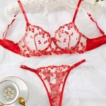 Women's Sexy Convertible Logo Pattern Black Lace Bikini Set Three Piece Including Bra Thongs Eyelash Erotic Lingerie for Summer - 图片 7