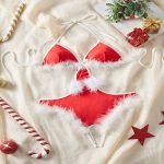 New Romantic Women Solid Bra & Brief Set Lace Halter Cross Christmas Theme Women's Underwear Sexy Thin Bra and Lingerie Sets - 图片 7