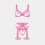 Women's Floral Lace Embroidery Summer Lingerie Set Sexy Mesh Bra Thong Bodysuit Seductive Panties Brancs Underwear - 图片 7