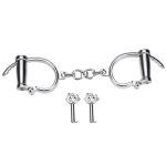 BDSM Professional Chrome-Nickel Plated Steel Handcuffs Use 2 Keys Double Lock Erotic Accessories New Hand Cuff - 图片 7