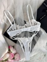 Hot Lingerie Women's Embroidered Lenceria Lightweight Breathable Transparent Mesh Adjustable Strap Sexy Lace Thong Bra Set - 图片 7