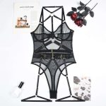 Sexy,Comfortable Soft Spaghetti Strap Lace Sheer Lingerie Set Floral Bra & Panty Set Leopard Print Sexy Lingerie Set - 图片 7