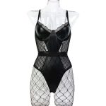European American BestSelling Mesh Paneled Sexy Lingerie Tempting Cutout Sheer Backless Bodysuit - 图片 7