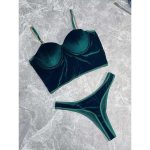 Erotic Set, Metal Chain Slimming Halter, Sexy Underwear, Rose Red Solid Color Two-piece Set, Factory Wholesale - 图片 7