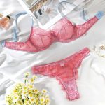 The Factory Offers Wholesale of See-through and Lightweight Sex Bras with Sexy Perforated Mesh pink Lace - 图片 7