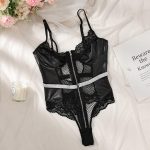 Best-selling and Popular Sexy Lingerie, See-through Zipper Lace Trim Patchwork Bra and Sex Lingerie Set - 图片 7
