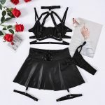 Halter Sexy Underwear with Steel Rings, Umbrella Skirt and Ankle Rings, Four-piece Sexy Underwear Set Factory Wholesale - 图片 7