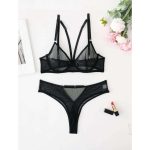 Sexy Lingerie Set, Halter, See-through, Romantic Lingerie, Ultra-thin Floral Mesh Fabric and Cut-out Two-piece Set - 图片 7
