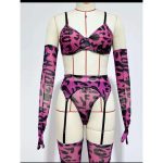 Erotic Lingerie Set, Sexy Mesh Embroidery and Highlight Dyeing Sexy Lingerie Five-piece Set - 图片 7