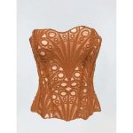 European and American Court Corset with Mesh Breathable and Sexy Cut-out Shaping Top, Irregular Lace Double-layer Corset - 图片 7
