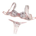 New Mesh Fabric Sexy and Seductive See-through Embroidered Lace Halter Bra Set for Women's Lingerie - 图片 7
