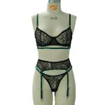 New European and American Women's Clothing Green Lace Sexy Lace-up Patchwork See-through Slimming and Romantic Lingerie Set - 图片 7