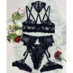 Black Embroidered Neck-hanging See-through Mesh Lingerie, a Best-selling Sexy Bra From Europe and America - 图片 7