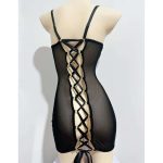 European and American Mesh Halter Dress, See-through and Sexy, Color-blocking Cross Tie Backless, Fun and Shaping Jumpsuit - 图片 7