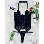 A Seductive and Sexy European and American Lingerie, a Thin Mesh Shaping Garment Paired with a Thong Suit - 图片 7