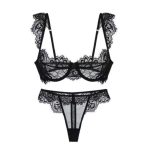 European and American Sexy and Romantic Lingerie, Ultra-thin Mesh Lace Trim Transparent French Lingerie, Sexy Lingerie Set - 图片 7