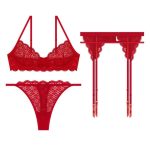 European and American Fashion Lingerie Women's Thin Lace Sexy Lingerie Set with Underwire Gathering Bra Set - 图片 7